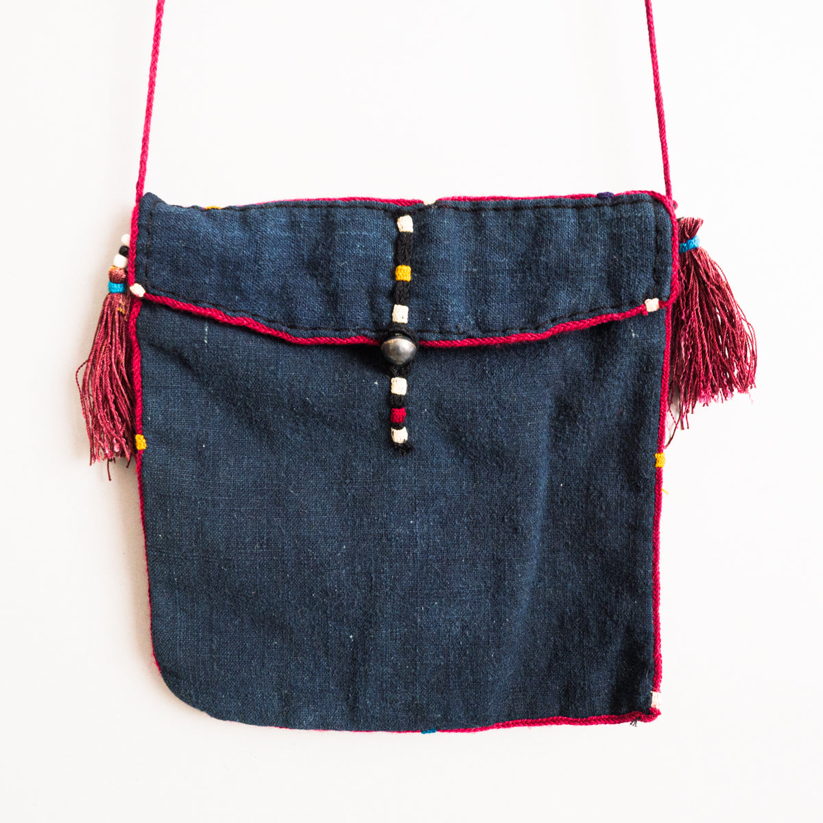 カレン族藍染め手織り肩掛けポーチ