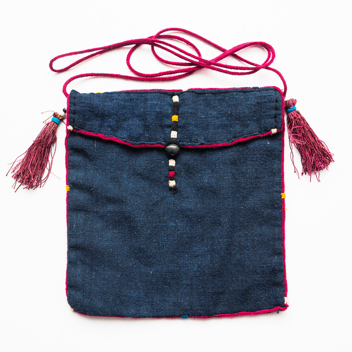 カレン族藍染め手織り肩掛けポーチ