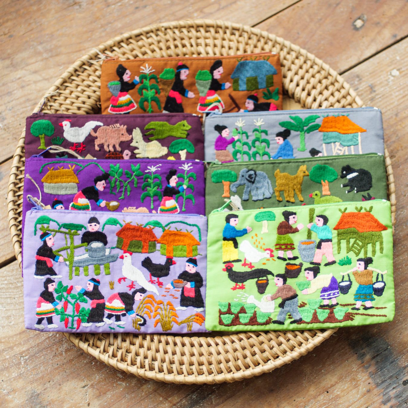 モン族手刺繍ポーチ(小)