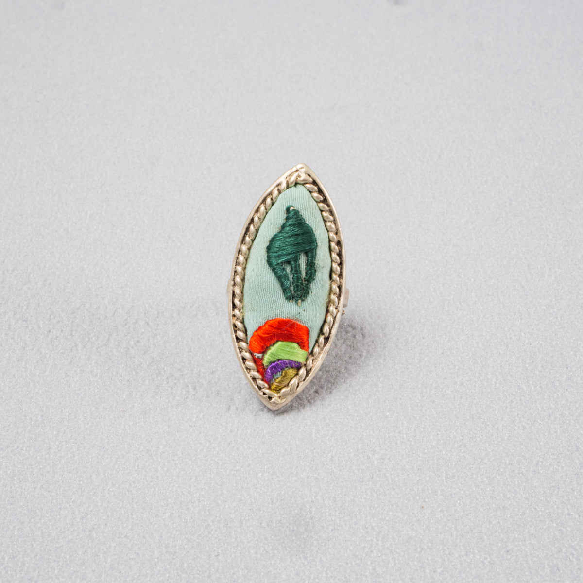 苗族刺繍リング(スカイブルーシリーズ)