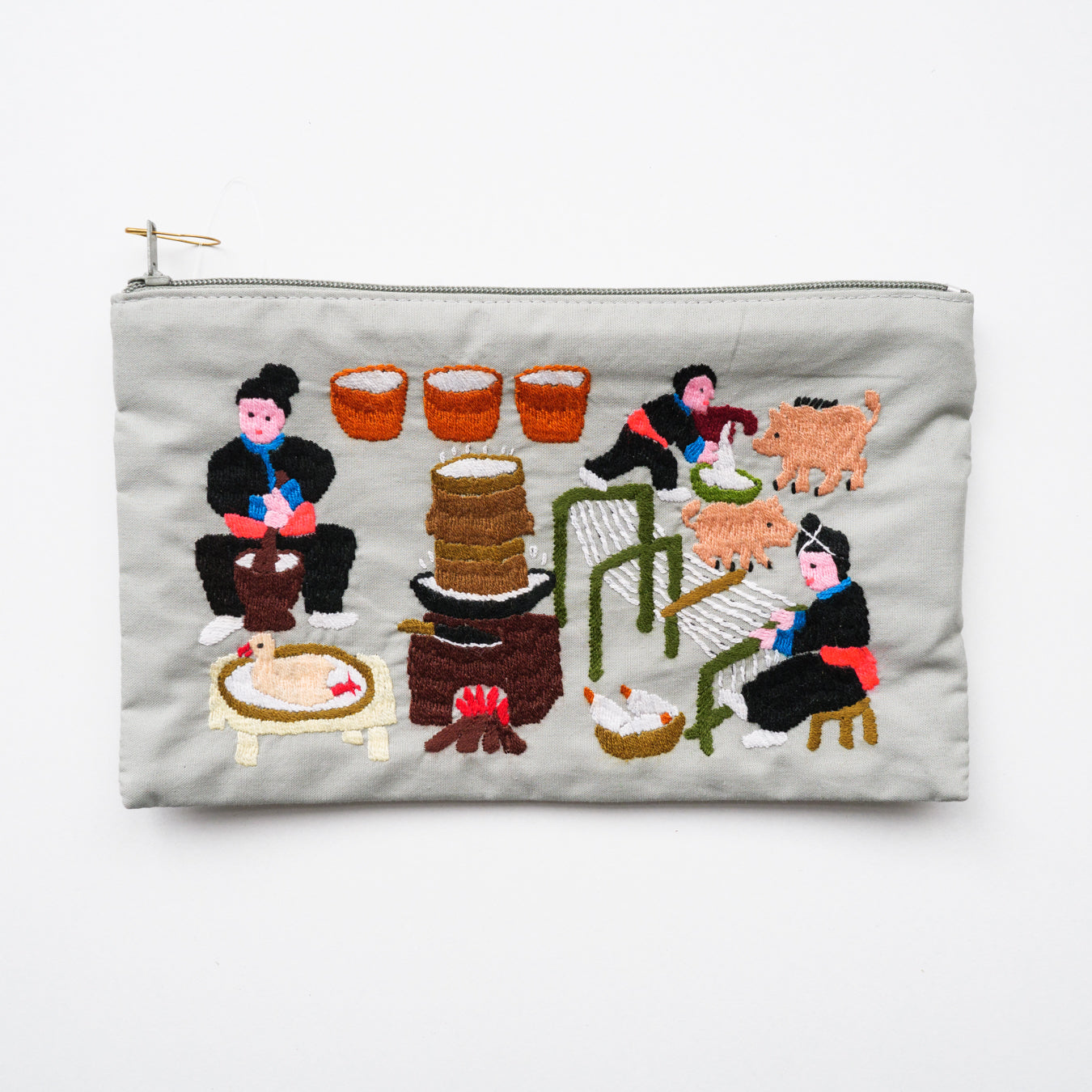 モン族手刺繍ポーチ (Thuadin シリーズ)