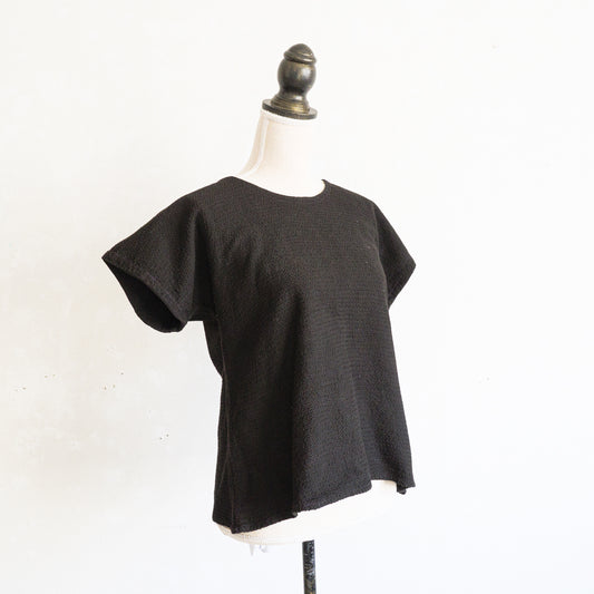 ヤオ族刺し子草木染ブラウス(黒)