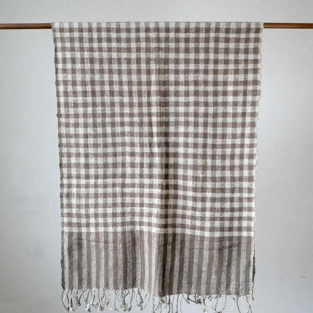 手紡ぎ草木染めストール(L)