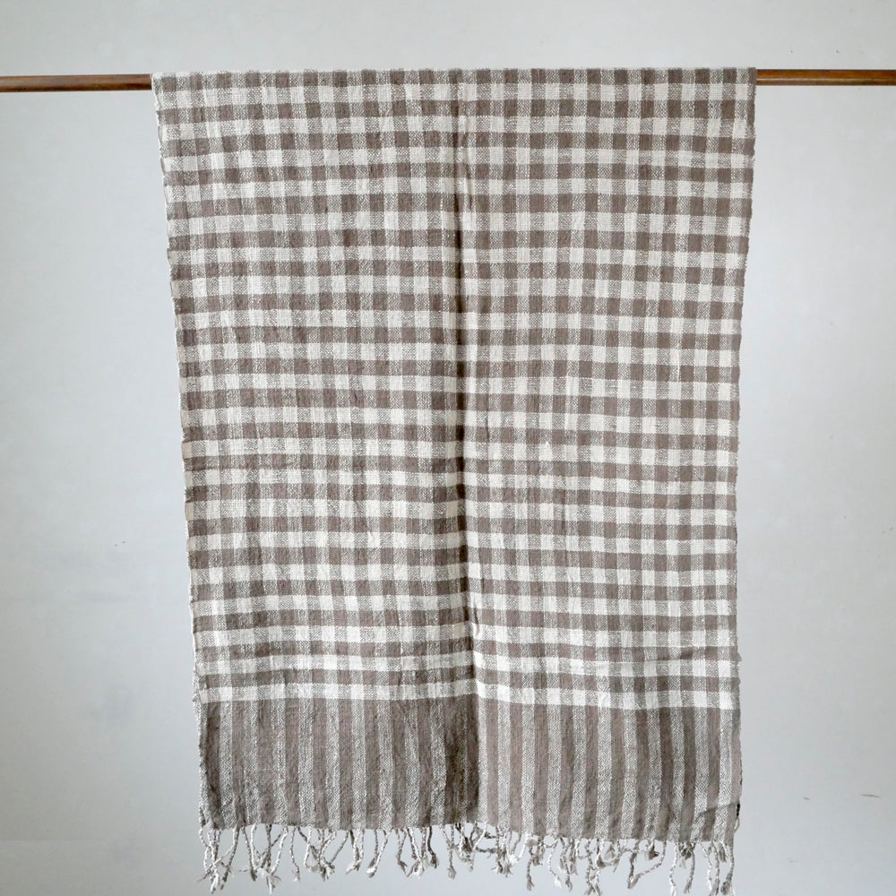 手紡ぎ草木染めストール(L)