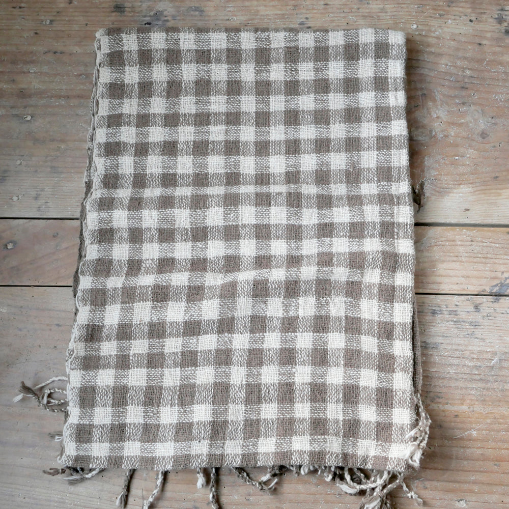 手紡ぎ草木染めストール(L)