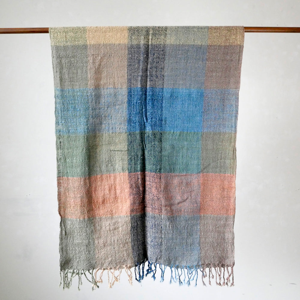 手紡ぎ草木染めストール(L)