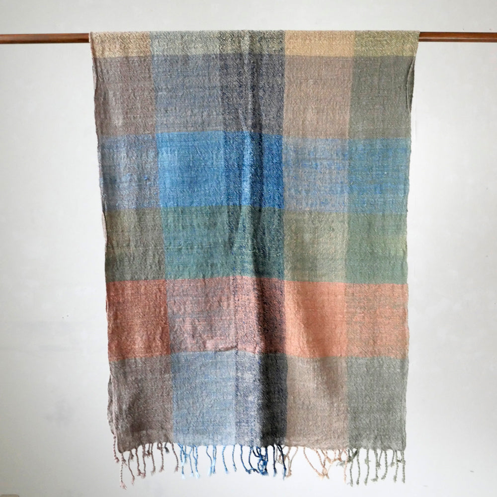 手紡ぎ草木染めストール(L)
