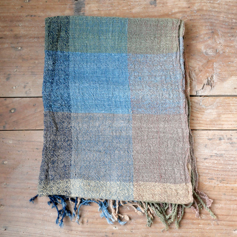 手紡ぎ草木染めストール(L)