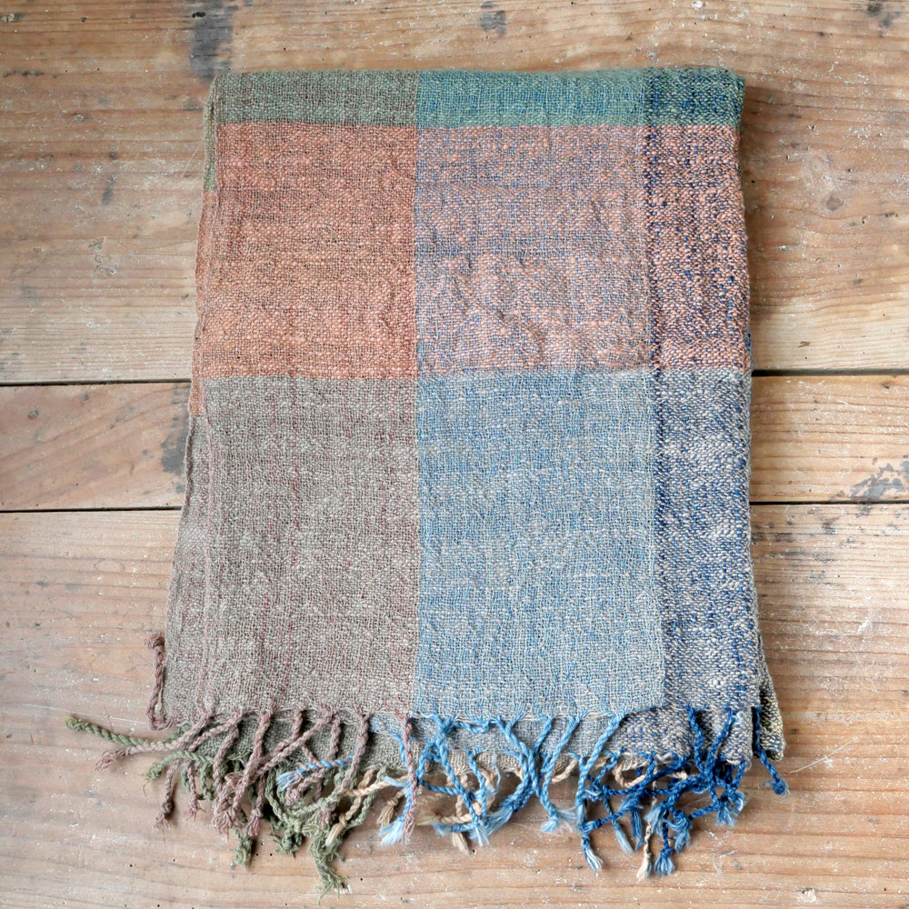 手紡ぎ草木染めストール(L)