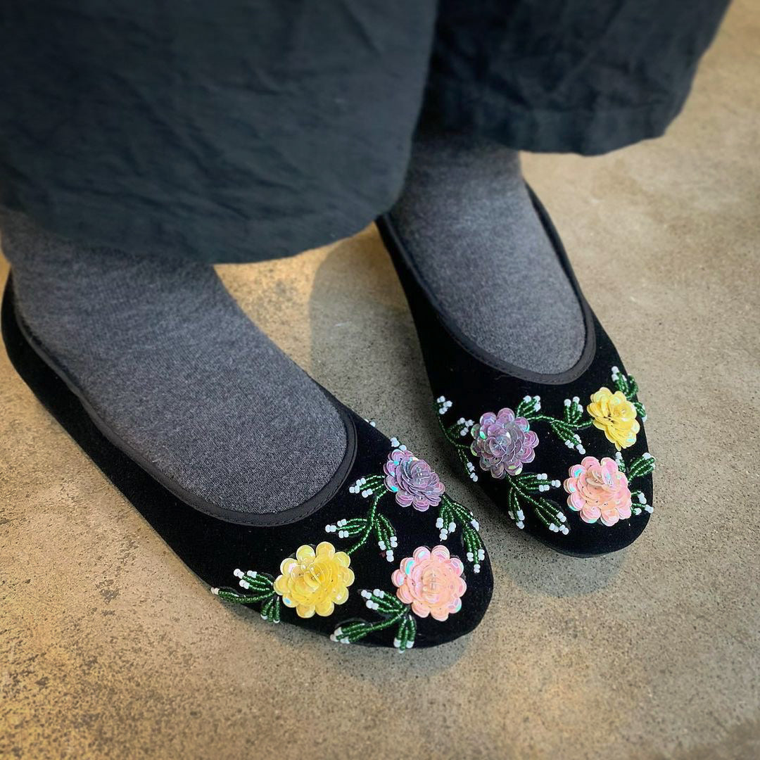 ヴェルベットビーズ靴