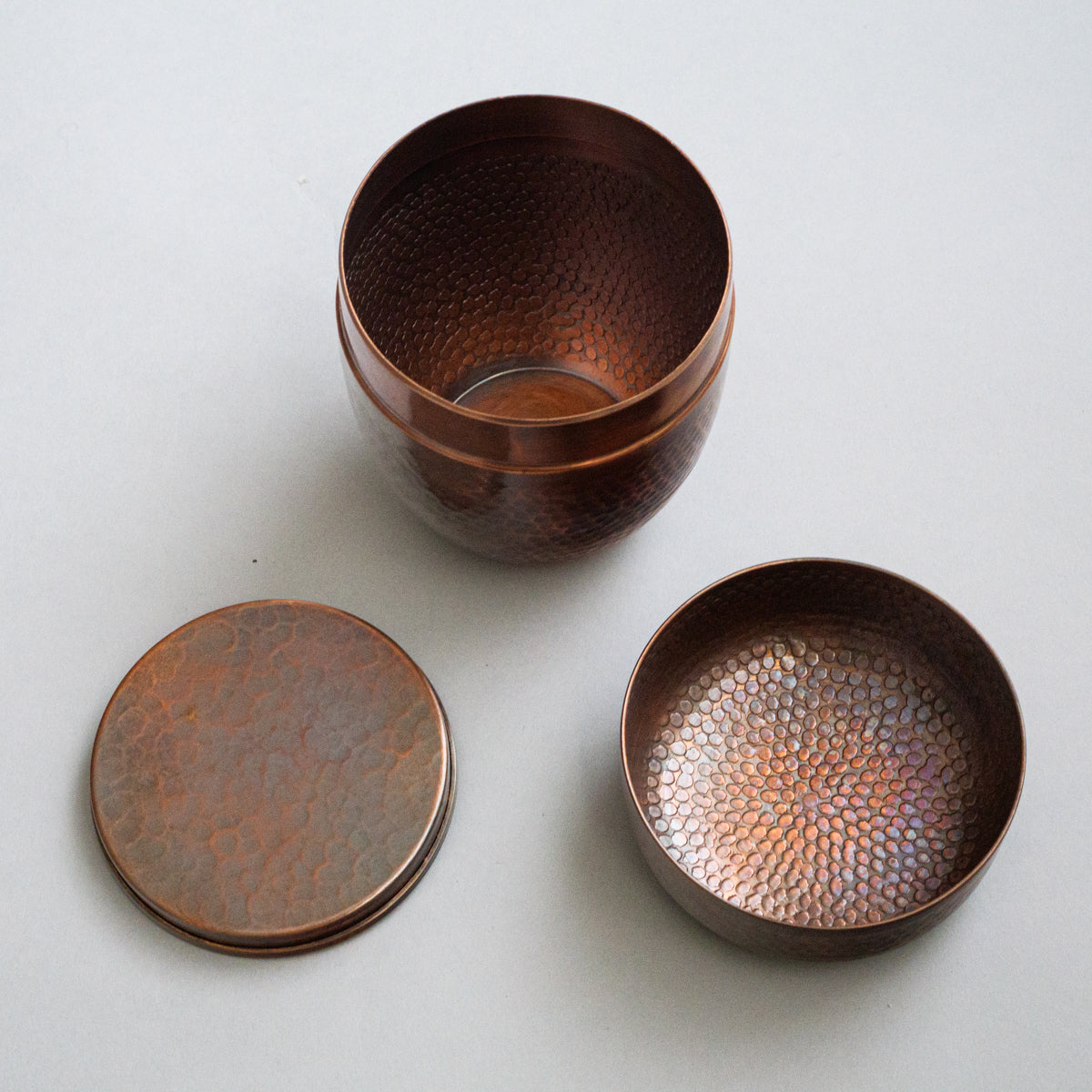 銅茶筒ナツメ形(丸つち目大)