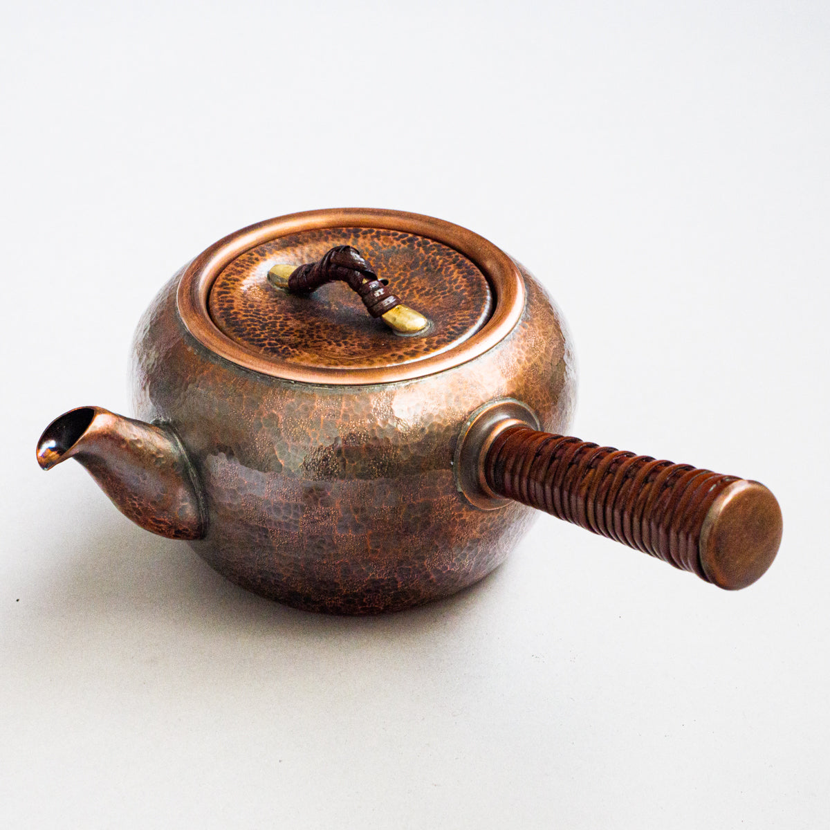 銅製急須丸形(中)市松模様