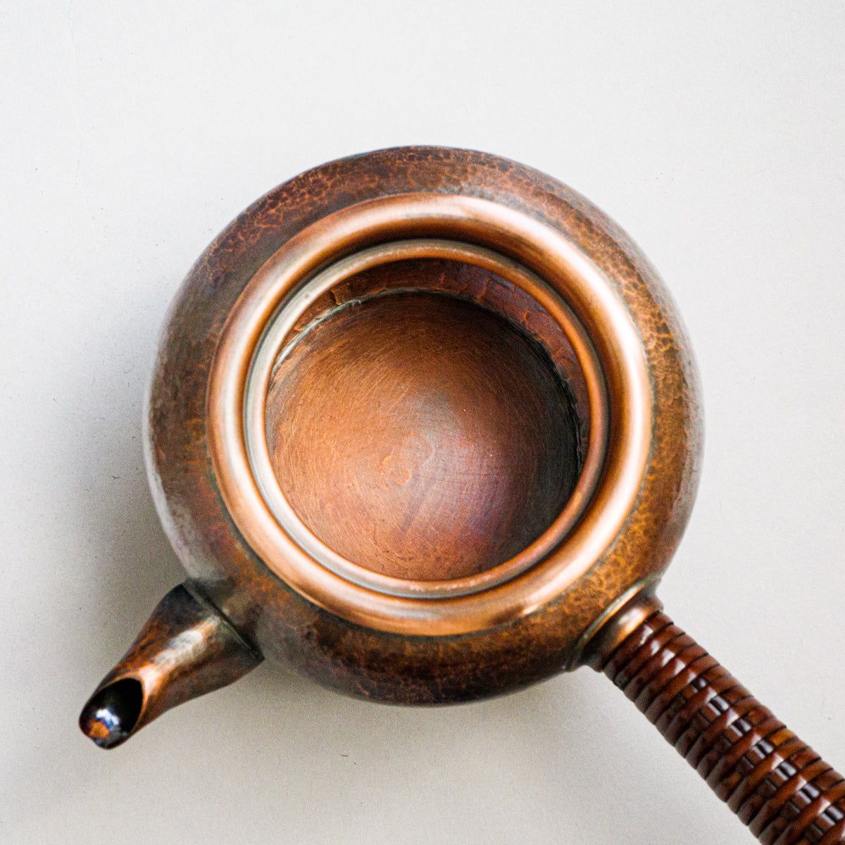 銅製急須丸形(中)市松模様