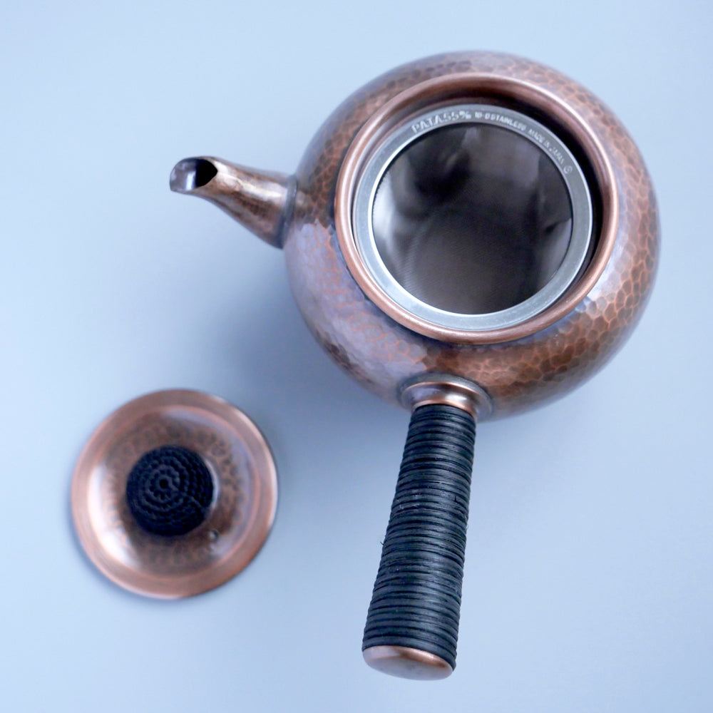 銅製急須丸形(中)丸つち目