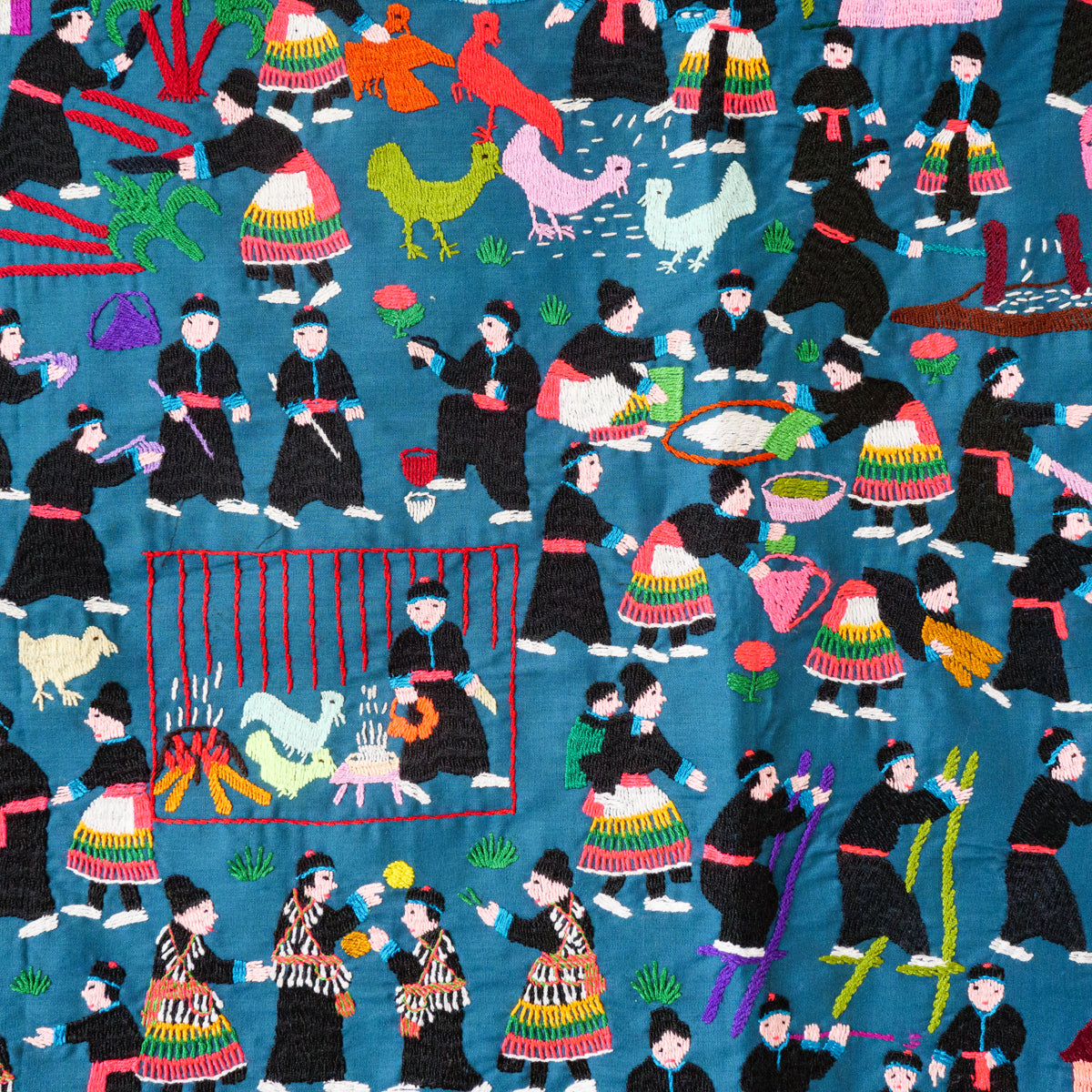 モン族手刺繍タペストリー(横型)