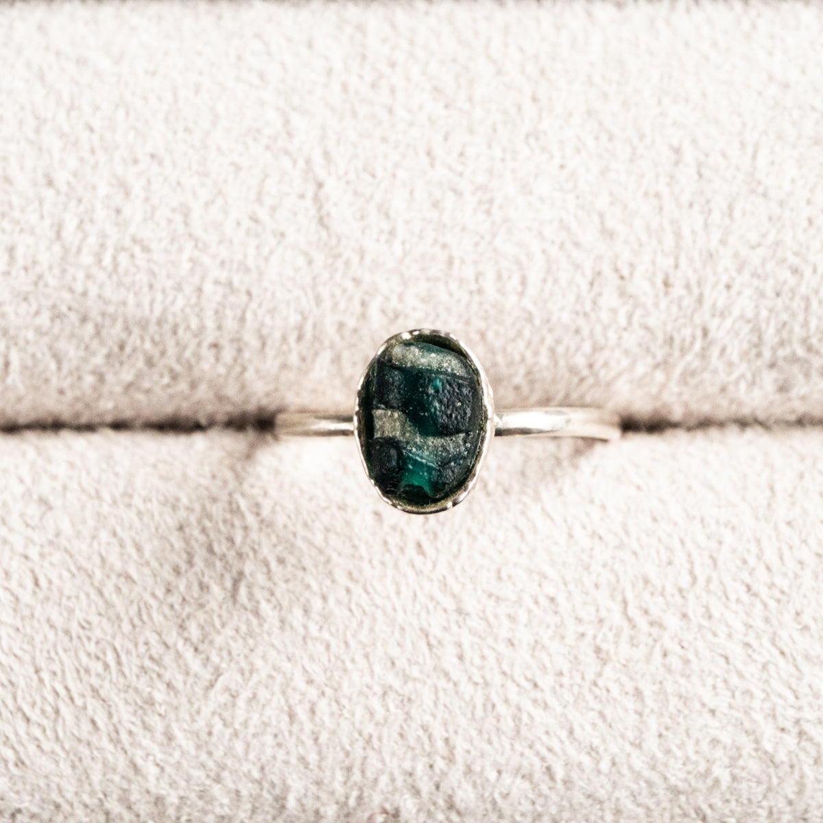 古代ローマンモザイクとんぼ玉片リング