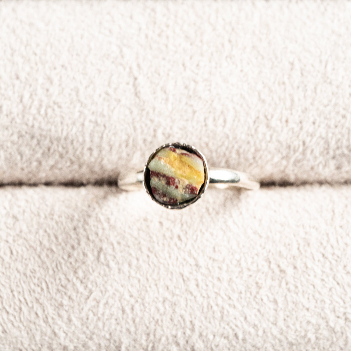 古代ローマンモザイクとんぼ玉片リング