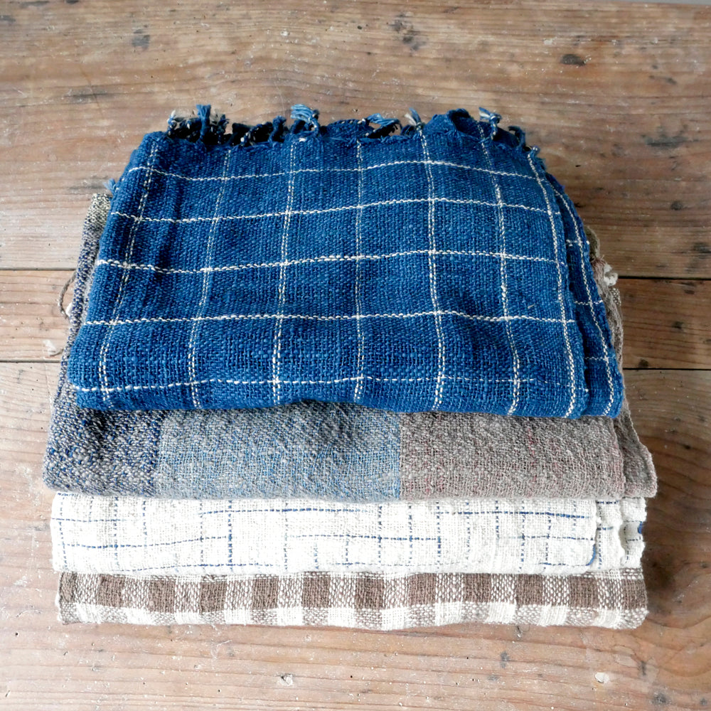 手紡ぎ草木染めストール(L)