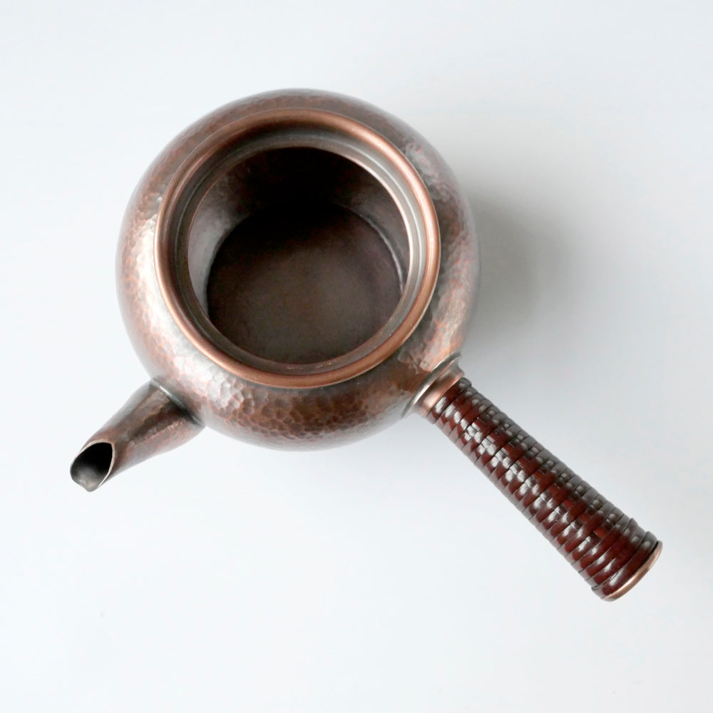 銅製急須丸形(中)彩目 素柄