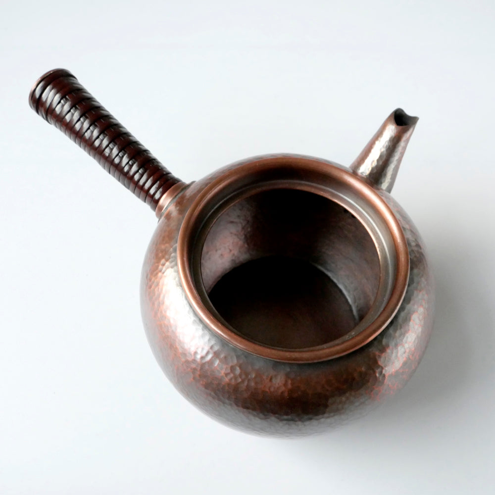 銅製急須丸形(中)彩目 素柄