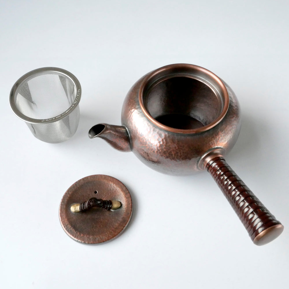 銅製急須丸形(中)彩目 素柄