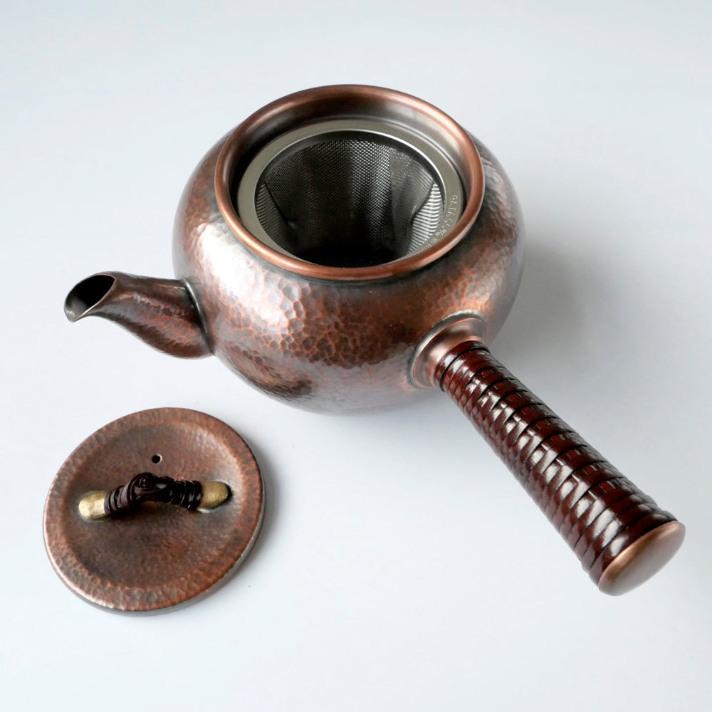 銅製急須丸形(中)彩目 素柄