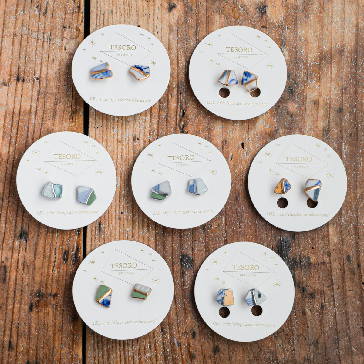 陶器片ピアス・イヤリング(cakeraシリーズ)