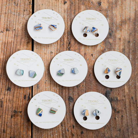 陶器片ピアス・イヤリング(cakeraシリーズ)