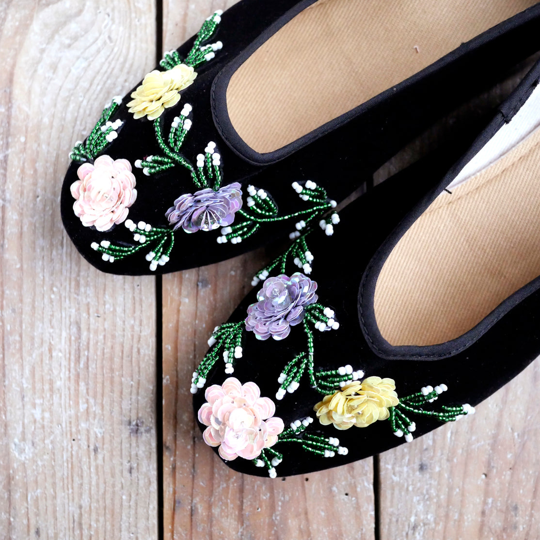 ヴェルベットビーズ靴