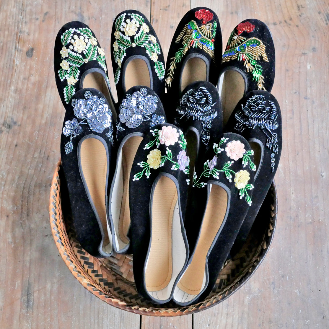 ヴェルベットビーズ靴