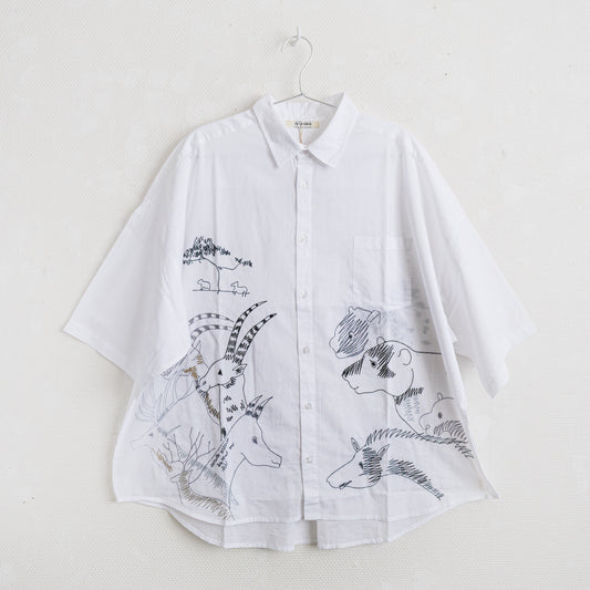 アニマル刺繍シャツ(ワンポケット)