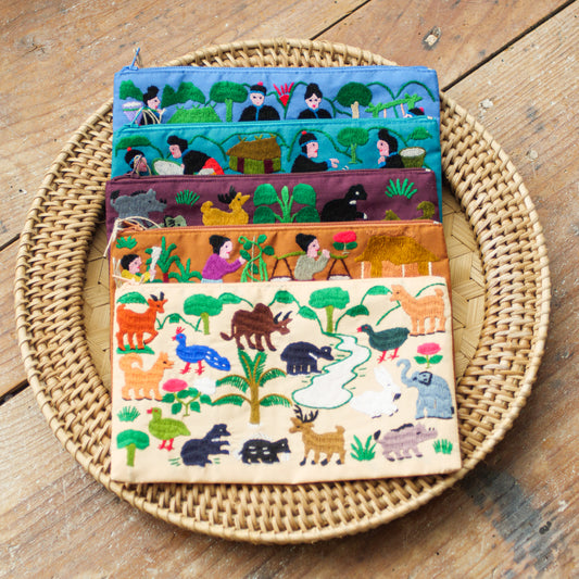 モン族手刺繍ポーチ(大)