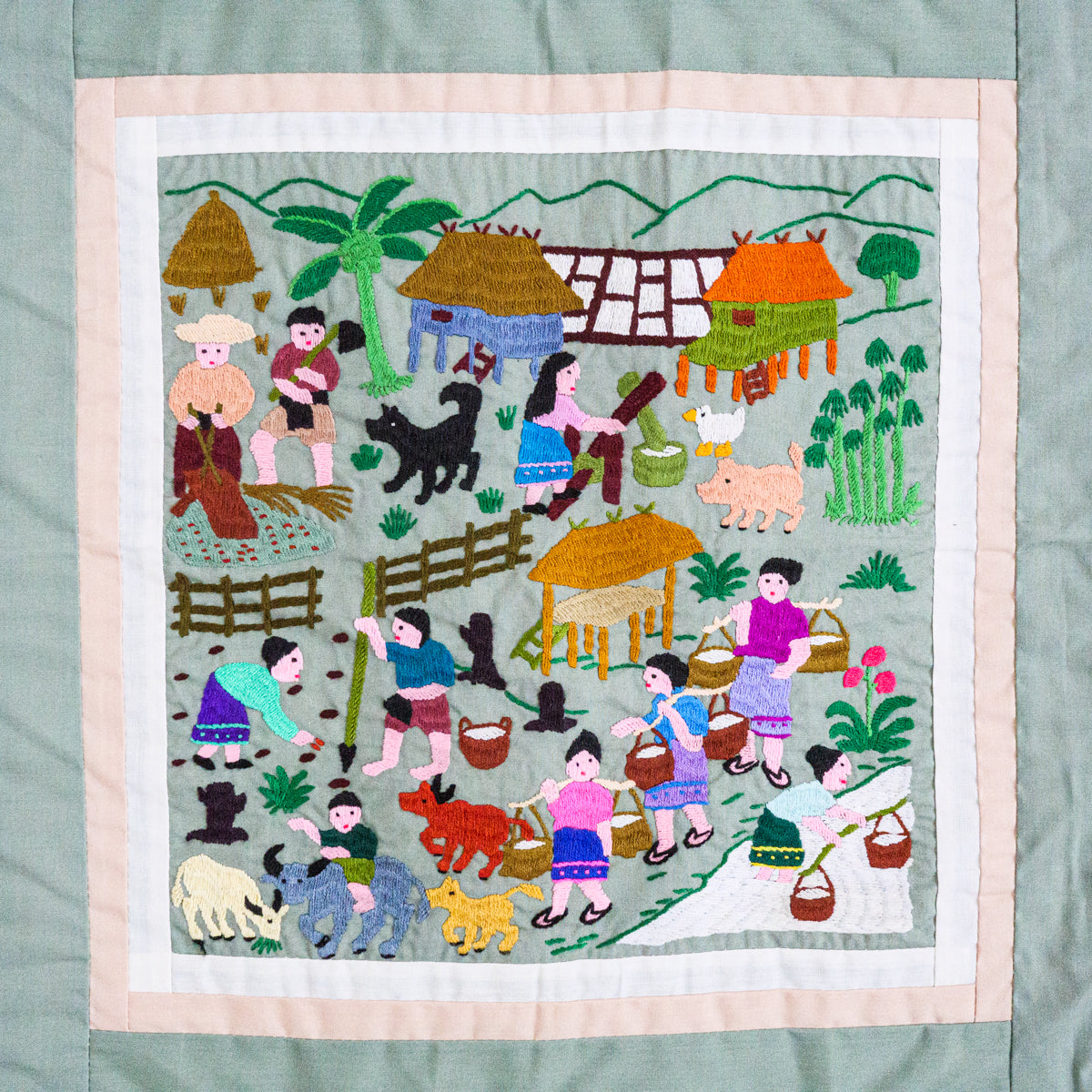 ③【８７ｃｍ×１２８ｃｍ】新品＊ラオス＊モン族＊手刺繍＊ハンド ...