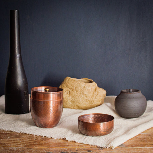 銅茶筒ナツメ形(丸つち目大)