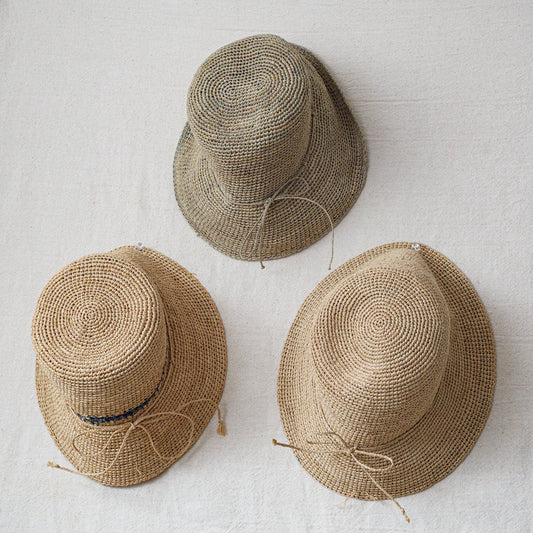 ラフィア手編みハット