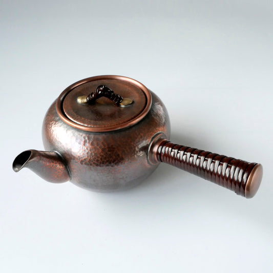 銅製急須丸形(中)彩目 素柄